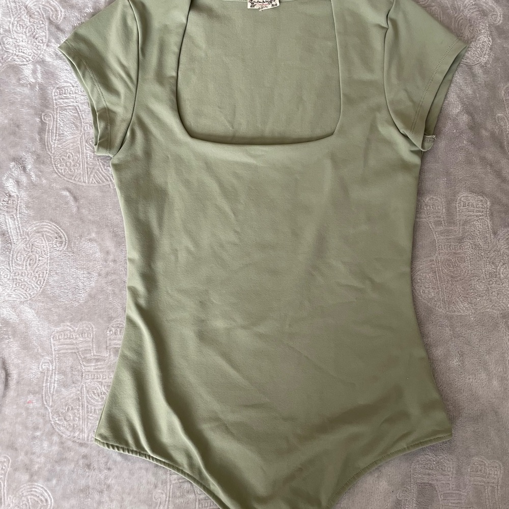 Free People Green Fitted‎ Bodysuit